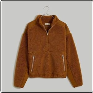 Madewell Brown Sherpa Zip-Up Jacket